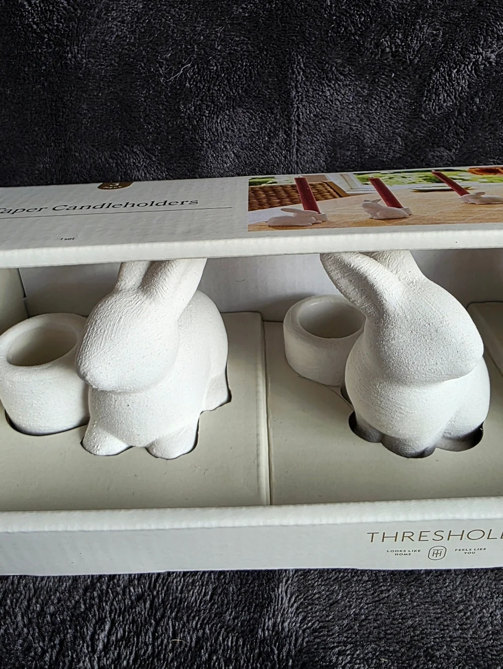 New Easter Set of 3 Ceramic Bunny Taper Candle Holders Threshold Target 2026
